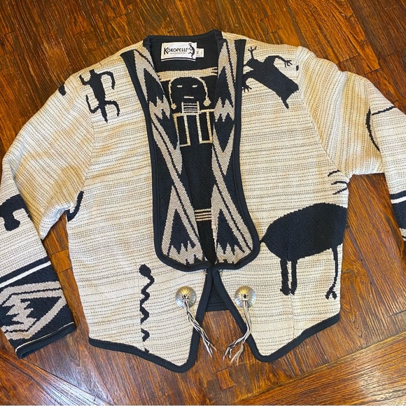 Vintage Women's Kokopelli South Western Shrug Jacket Aztec Tribal USA Size M - Picture 9 of 13